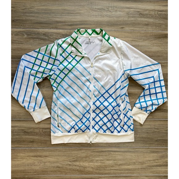 Nike Golf‎ Full Zip Jacket Women's Large White/Blue/Green - Picture 1 of 10